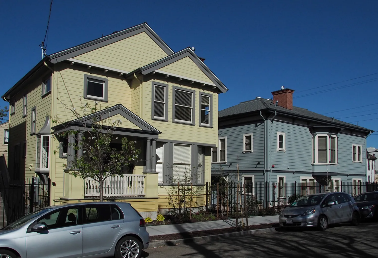Both historic houses were relocated and rehabilitated at the corner of Dwight & Regent Streets, Berkeley, California - view 2