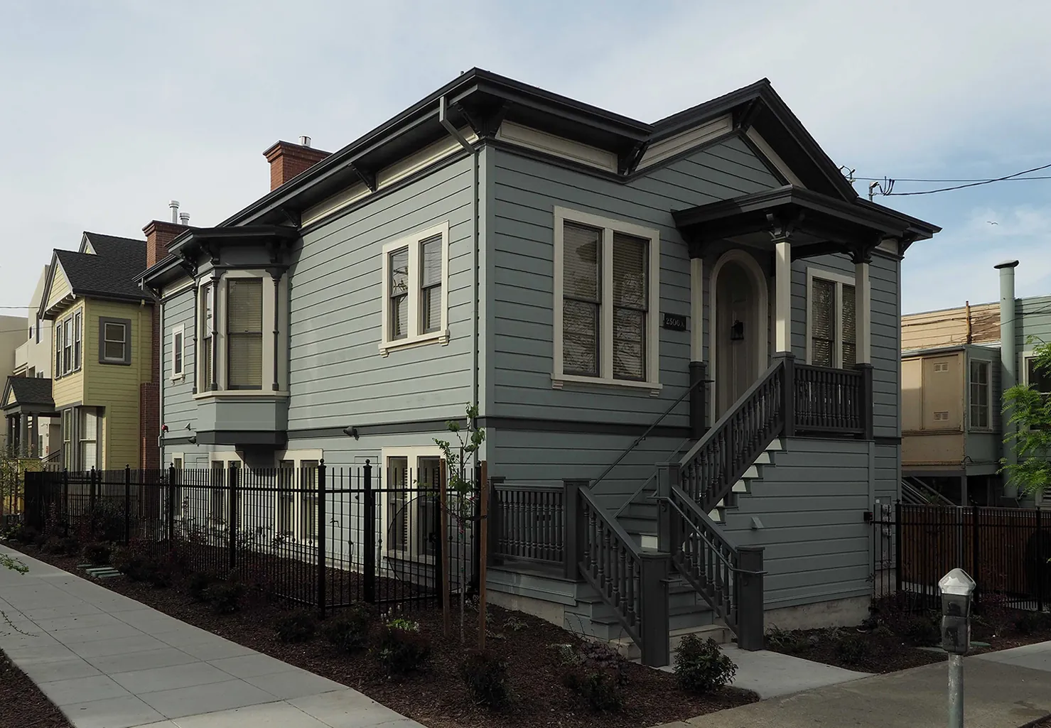 Both historic houses were relocated and rehabilitated at the corner of Dwight & Regent Streets, Berkeley, California