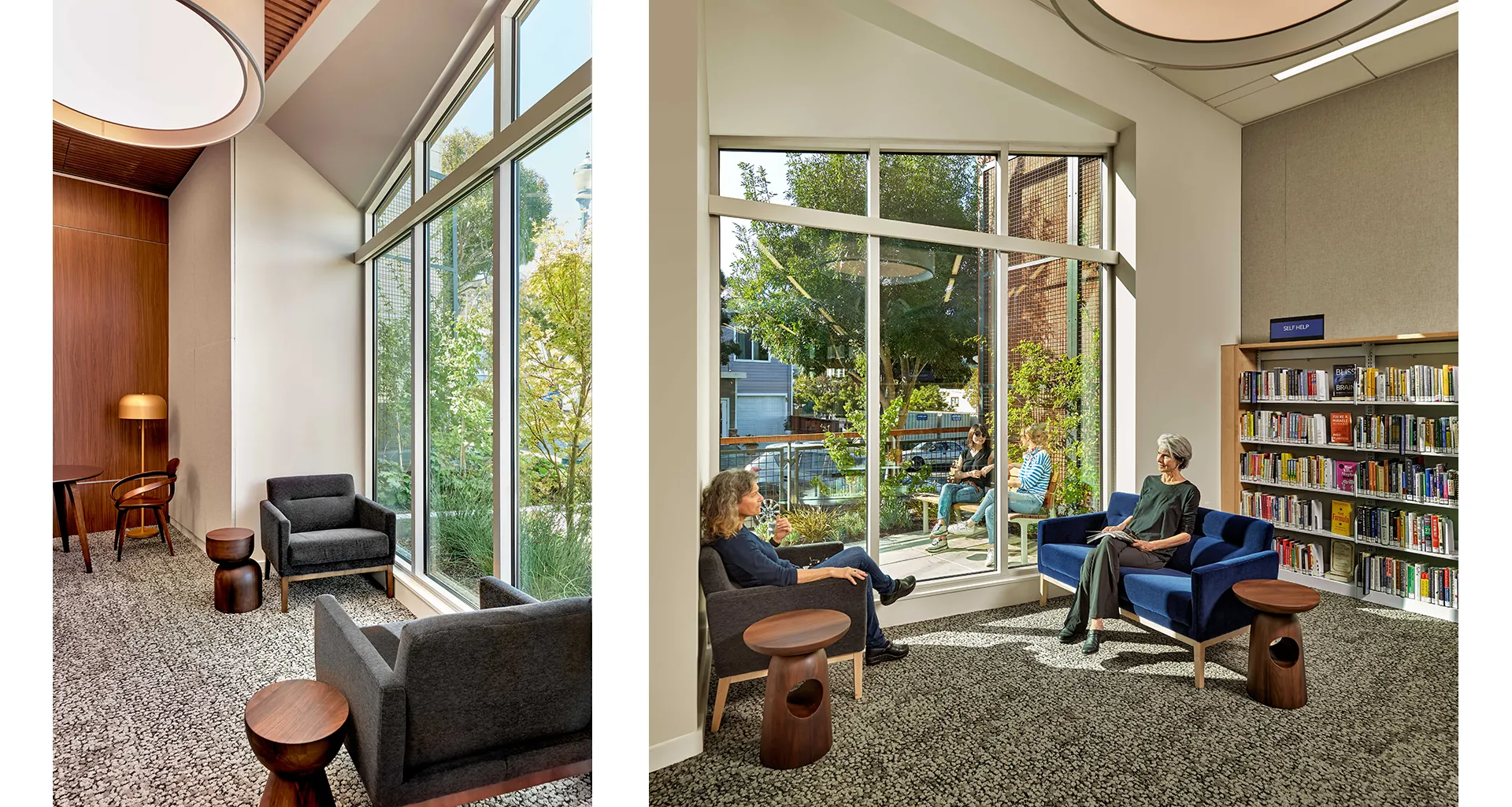 Brisbane Public Library - Quiet room (left) and front reading room (right)